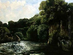 The Lock on the Loue, 1867 by Jean-Baptiste-Camille Corot
