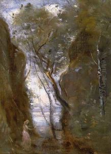 The Lac de Nemi by Jean-Baptiste-Camille Corot