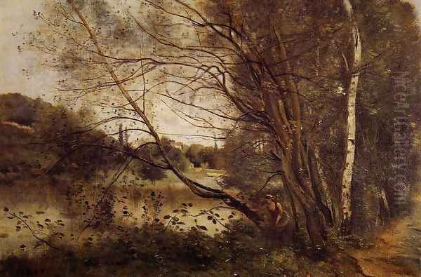 Pond at Ville d'Avray, with Leaning Trees - view 1