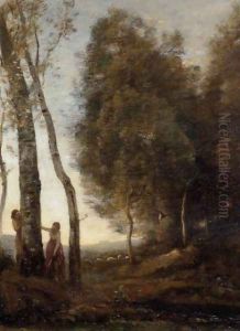 Shepherd and Shepherdess at Play by Jean-Baptiste-Camille Corot
