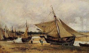 Fishing Boars Beached in the Chanel by Jean-Baptiste-Camille Corot