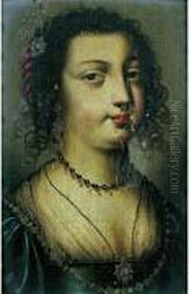 Portrait De Jeune Femme Au Collier De Perles Noires - view 1