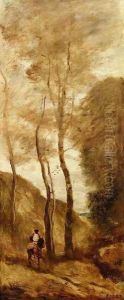 Horse and Rider in a Gorge by Jean-Baptiste-Camille Corot