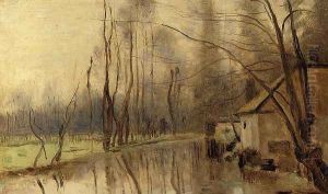 Voisinlieu, House by the Water by Jean-Baptiste-Camille Corot