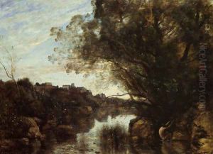 Souvenir of the Lake Nemi Region by Jean-Baptiste-Camille Corot