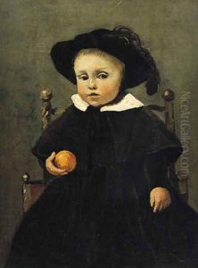 The Painter Adolphe Desbrochers (1841-1902) as a Child, Holding an Orange, 1845 by Jean-Baptiste-Camille Corot