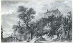 Un Anachorete Au Pied D'une Chapelle Fortifiee by Aignan-Thomas Desfriches
