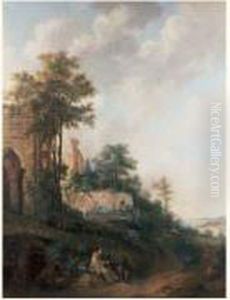 Chartreux Lisant Devant Les Ruines De L'abbaye De Micy by Aignan-Thomas Desfriches