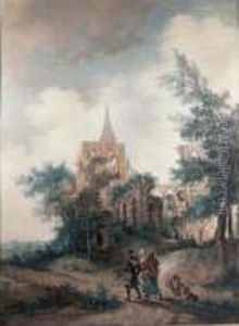Famille Aupres Des Ruines De L'abbaye De Micy by Aignan-Thomas Desfriches