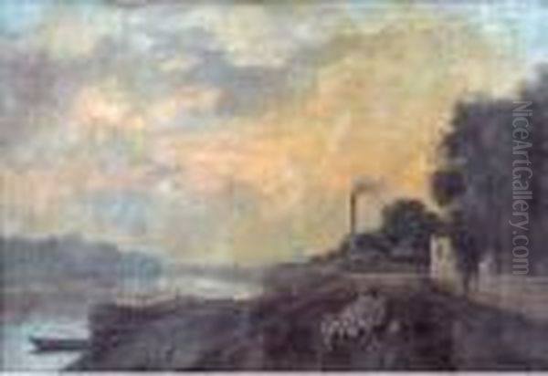 Berger Et Son Troupeau Le Long Du Fleuve. - view 1