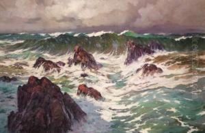 Vague Sur Les Rochers, Circa 1890 by Eugene Deshayes