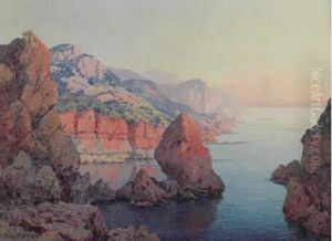 Bord De Mer En Mediterrannee by Eugene Francois Deshayes