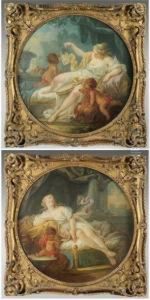 Venus Jouant Avec L'amour Venus Revant Deux by Jean-baptiste Deshays
