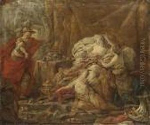 Death Of Cleopatra - A Sketch by Jean-baptiste Deshays