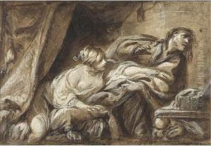 Joseph And Potiphar's Wife by Jean-baptiste Deshays