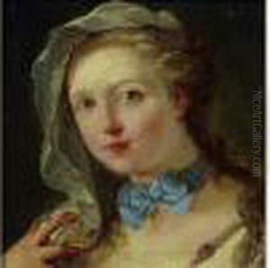 Jeune Fille En Buste Portant Un Voile by Jean-baptiste Deshays