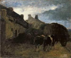 Bauernhof In Der Bretagne by Louis Marie Desire-Lucas