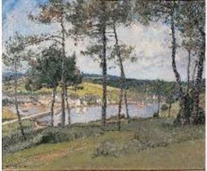 Village Breton Au Bord Du Fleuve by Louis Marie Desire-Lucas