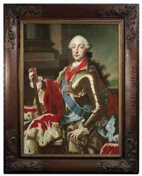 Portrait Of The Bavarian 
Archduke Max Iii. Joseph. Portrait Of His Spouse, The Bavarian 
Archduchess Maria Anna Of Saxonia. Three Quarter Length. A Pair. Baroque
 Frames. Oil/canvas/canvas.#provenance: Southern Germa - view 1