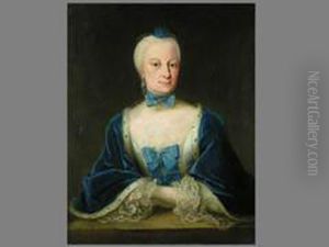 Portrait Einer Dame Mit Blauer Schleife by Georg Desmares