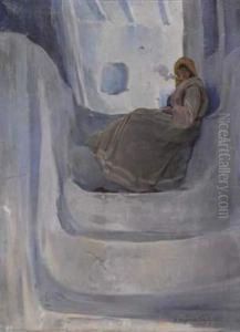 Orientale Fumant Dans Une Ruelle by Xavier Desparmet-Fitzgerald