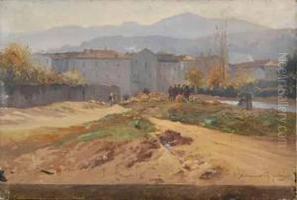 Bergers Et Moutons Aux Abords D'une Ville - view 1