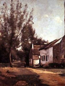 Saules et Chaumieres by Jean-Baptiste-Camille Corot