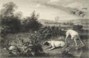 Folle Et Mitte, Chiennes De Louis Xiv by Alexandre-Francois Desportes