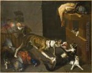 Entre Chien Et Chat by Alexandre-Francois Desportes