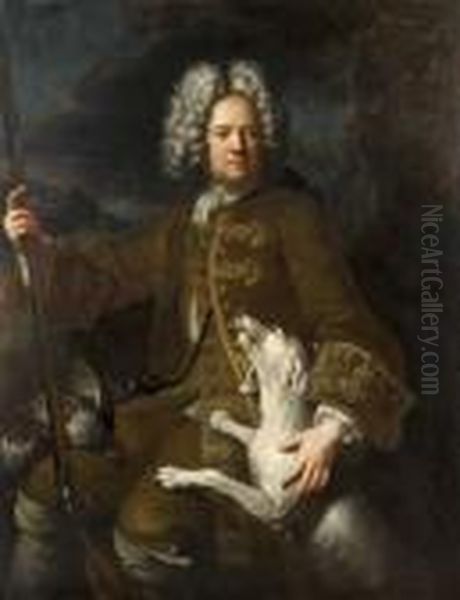 Portrait De Monsieur Paris, 
Fermier General Du Dauphine, En Chasseur, Sur Fond De Paysage - view 1