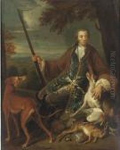 Portrait Of A Young Gentleman, 
Full-length, In A Hunting Dress With His Hounds In A Landscape
