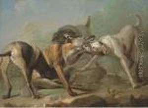 Chiens Attaquant Un Loup by Alexandre-Francois Desportes