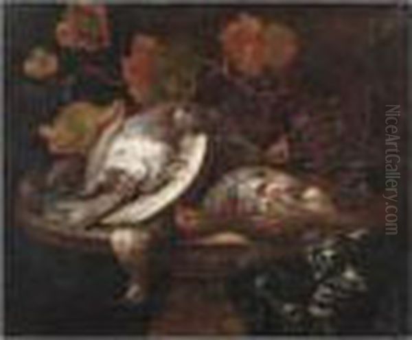Nature Morte Aux Perdrix Avec Un Chat - view 1