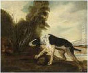 A Hound Stalking Birds In A Landscape by Alexandre-Francois Desportes