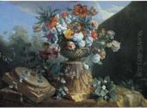 Still Life Of Flowers In An Urn by Alexandre-Francois Desportes