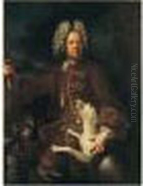 Portrait De Monsieur Paris, Fermier General Du Dauphine, En
Chasseur, Sur Fond De Paysage - view 1