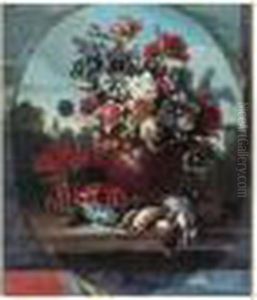 Nature Morte Au Bouquet, Aux Fraises Des Bois, Aux Cerises Et Au Gibier by Alexandre-Francois Desportes