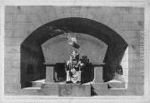 Grabmonument Mit Thronendem Tod Als Sphinx Undweltenherrscher by Louis Jean Desprez