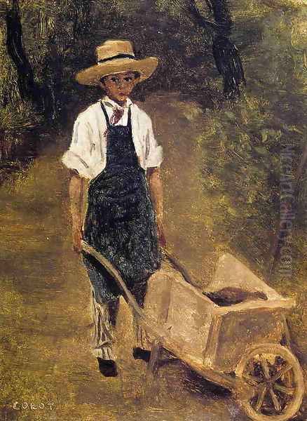 Octave Chamouillet Pushing a Wheelbarrow in a Garden - view 1