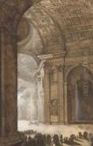 L'illumination De La Croix Du Careme A Saint Pierre A Rome by Louis Jean Desprez