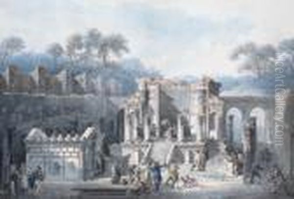 The Interior Of St. Peters, Rome; And Elegant Figures Admiringclassical Ruins - view 1