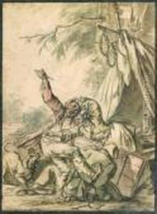 Rixe De Villageois by Claude Louis Desrais