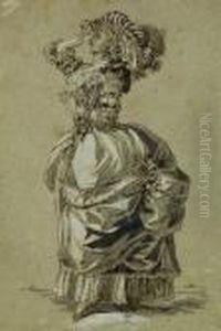 Dame De Qualite Regardant A La Longue Vue by Claude Louis Desrais