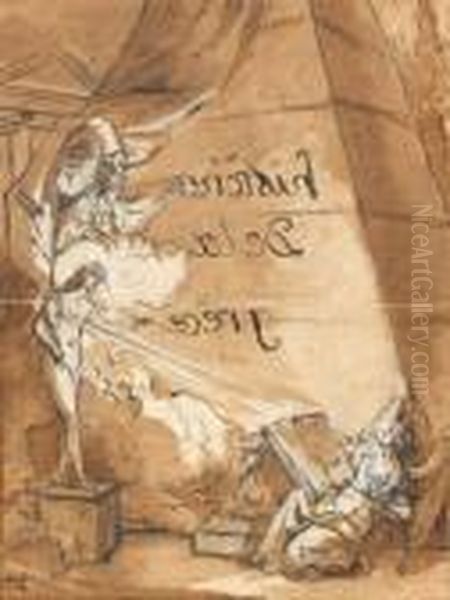 Recto : Frontispice : Histoire
De La Greceverso : Etude Au Crayon Sur Papier Prepare Plume Et Encre
Noire Surtrait De Crayon Noir - view 1