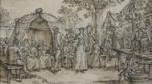 A Marriage Contract And A Wedding Dance: A Pair by Claude Louis Desrais