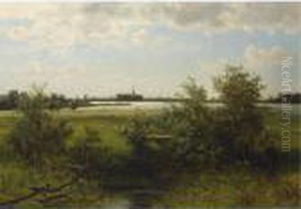 A Hunter In A Summer Landscape, A Town In The Distance - view 1