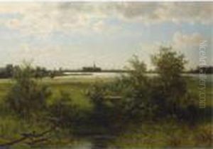 A Hunter In A Summer Landscape, A Town In The Distance