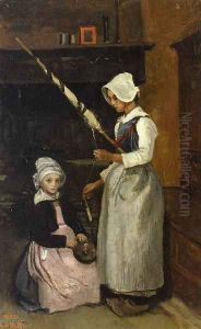 Peasants from Mur by Jean-Baptiste-Camille Corot