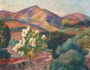 Arbre En Fleur Dans Les Montagnes by Leon Detroy
