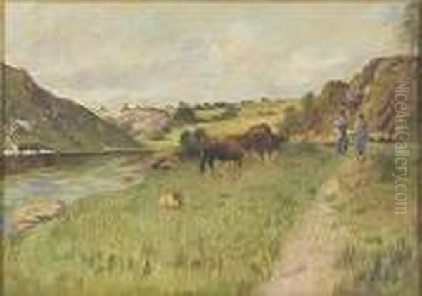 River Landscape With Figures Andcattle. - view 1